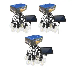 GENERICO - Set 3 Guirnalda Solar Luces 20 Led 7 M Calida Navidad