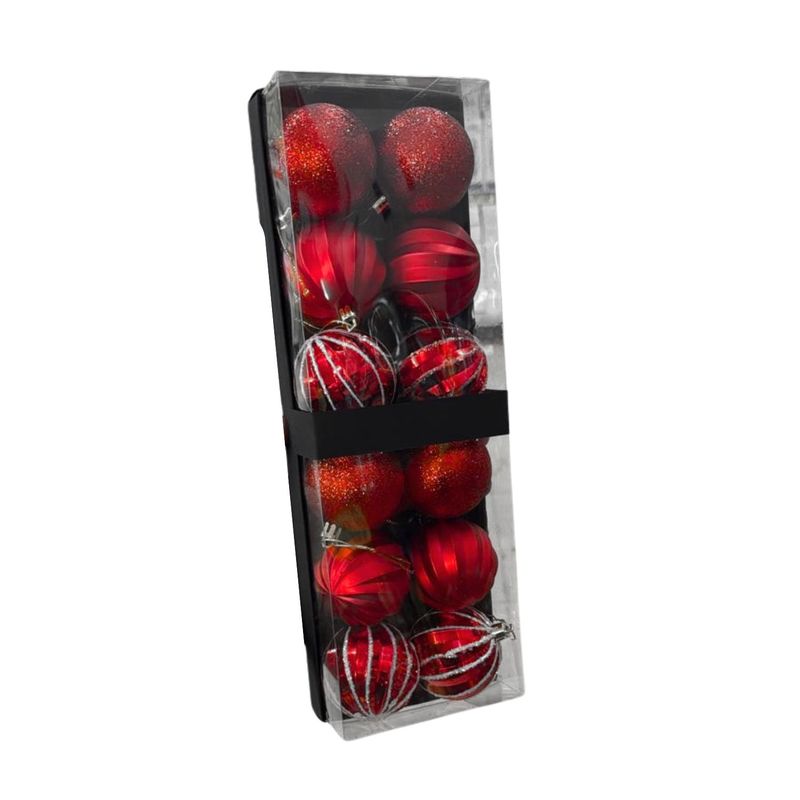 GENERICO - 12 Bambalinas Esferas Navideñas Rojo 6cm Decoracion Navidad