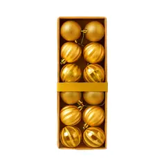 GENERICO - 12 Bambalinas Esferas Navideñas Dorado 6cm Decoracion Navidad