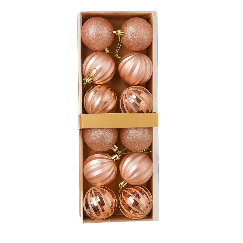 GENERICO - 12 Bambalinas Esferas Navideñas Rosa 6cm Decoracion Navidad