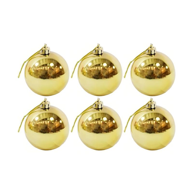 GENERICO - 6 Esferas Navideñas Bambalinas 4cm Adorno Dorado Decoracion