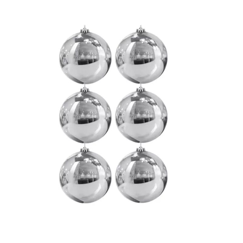 GENERICO - 6 Esferas Navideñas Bambalina 4cm Adorno Plateado Decoracion