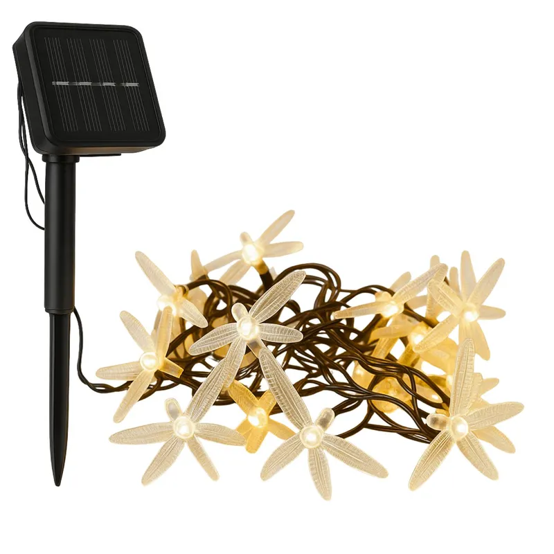 GENERICO - Luces Navidad Libelulas Solar 4M Calidas Decoracion Hogar