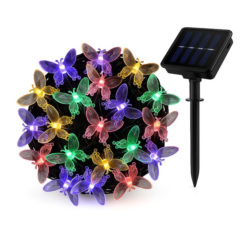 GENERICO - Luces Navidad Led Mariposa Solar 4M RGB Decoracion Jardin