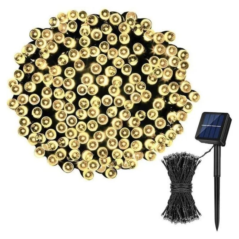GENERICO - Luces Guirnalda Navidad Solar 200 Led Calida 20M Decoracion