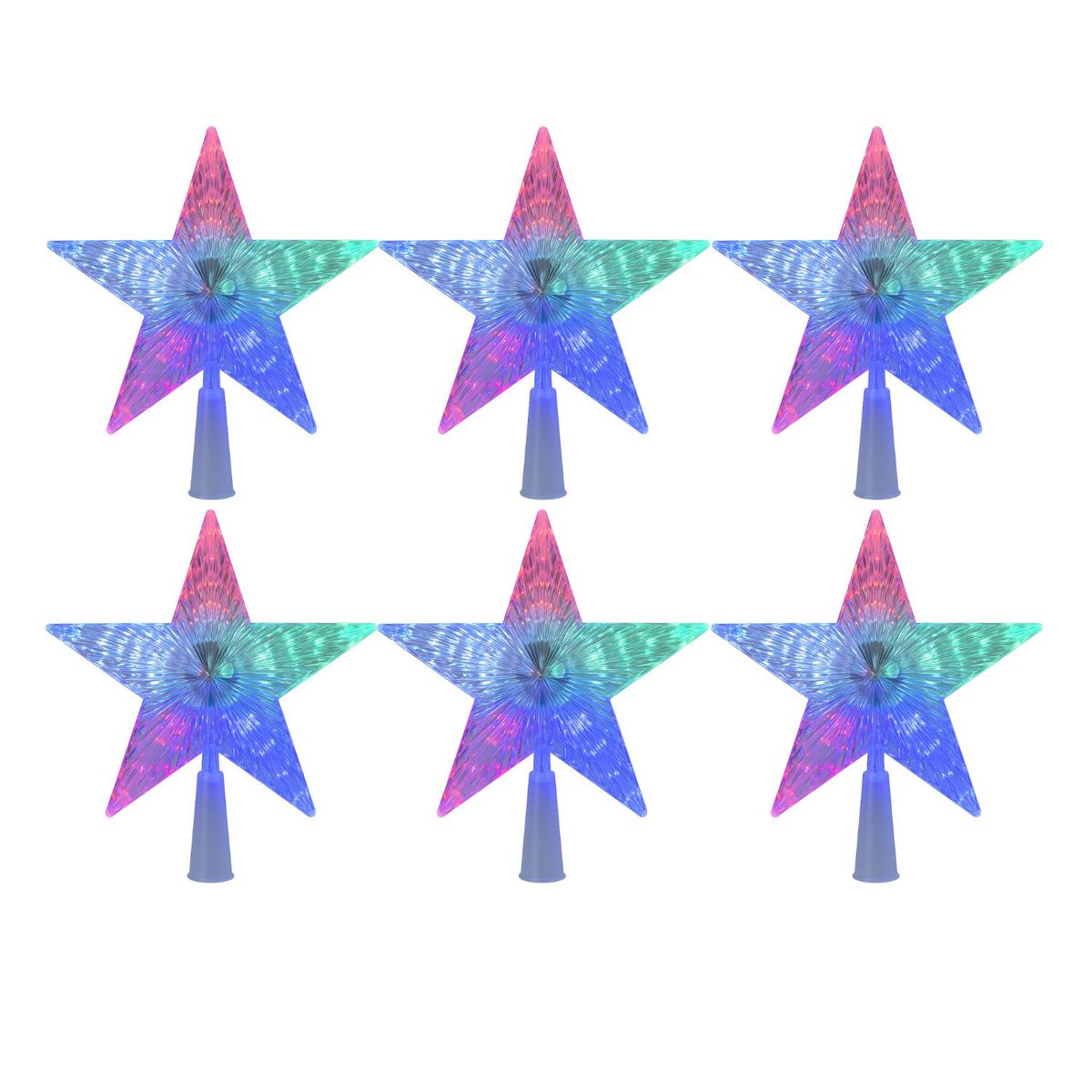 GENERICO - Set 6 Estrellas Punta Arbol RGB A Pilas 15cm Decoracion