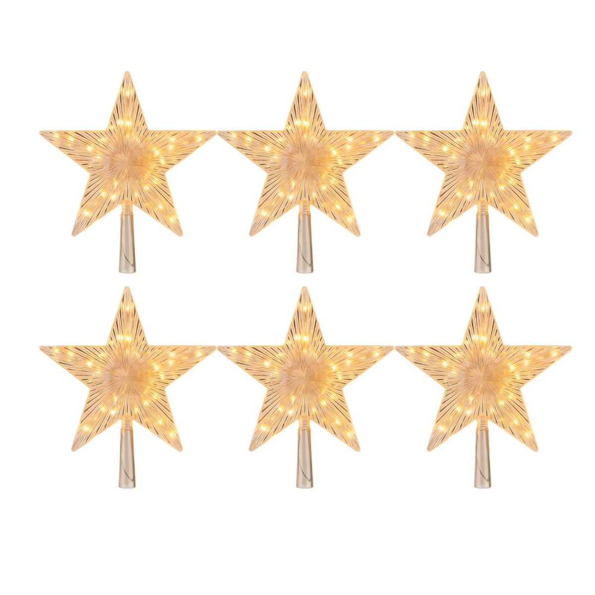 GENERICO - Set 6 Estrellas Punta Arbol Calida 15cm A Pilas Decoracion
