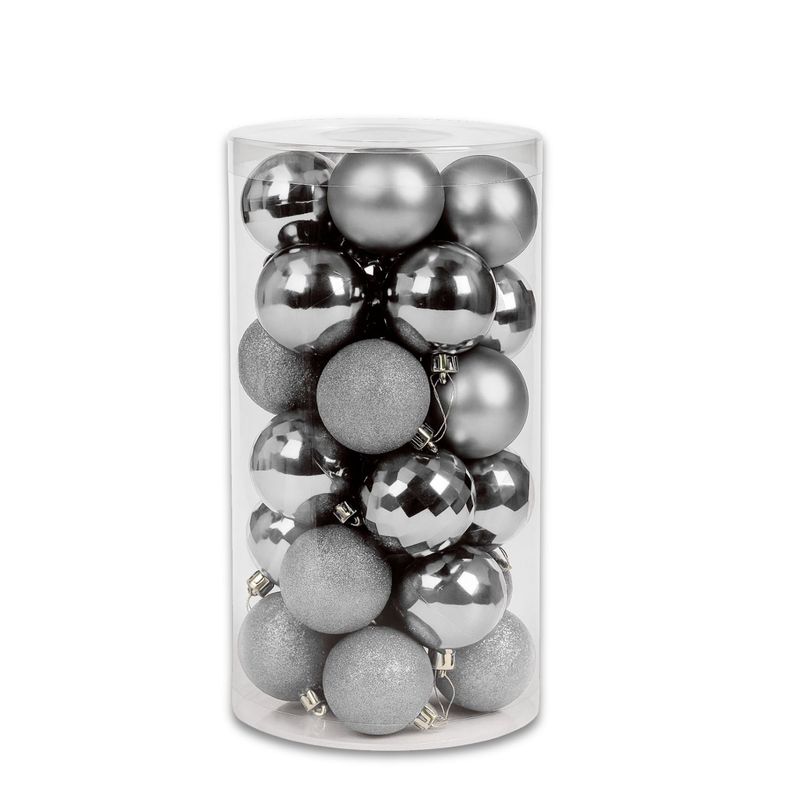 GENERICO - 24 Esferas Navideñas Bambalinas 6 Cm Plateado Decoracion