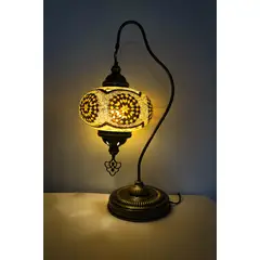 TURKUAZ - Lámpara turca de mesa cisne XL ámbar + ampolleta