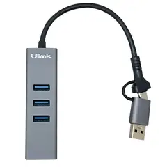ULINK - ADAPTADOR USB 3.0 Y USB-C A RJ45 (LAN) CON 3 USB 3.0