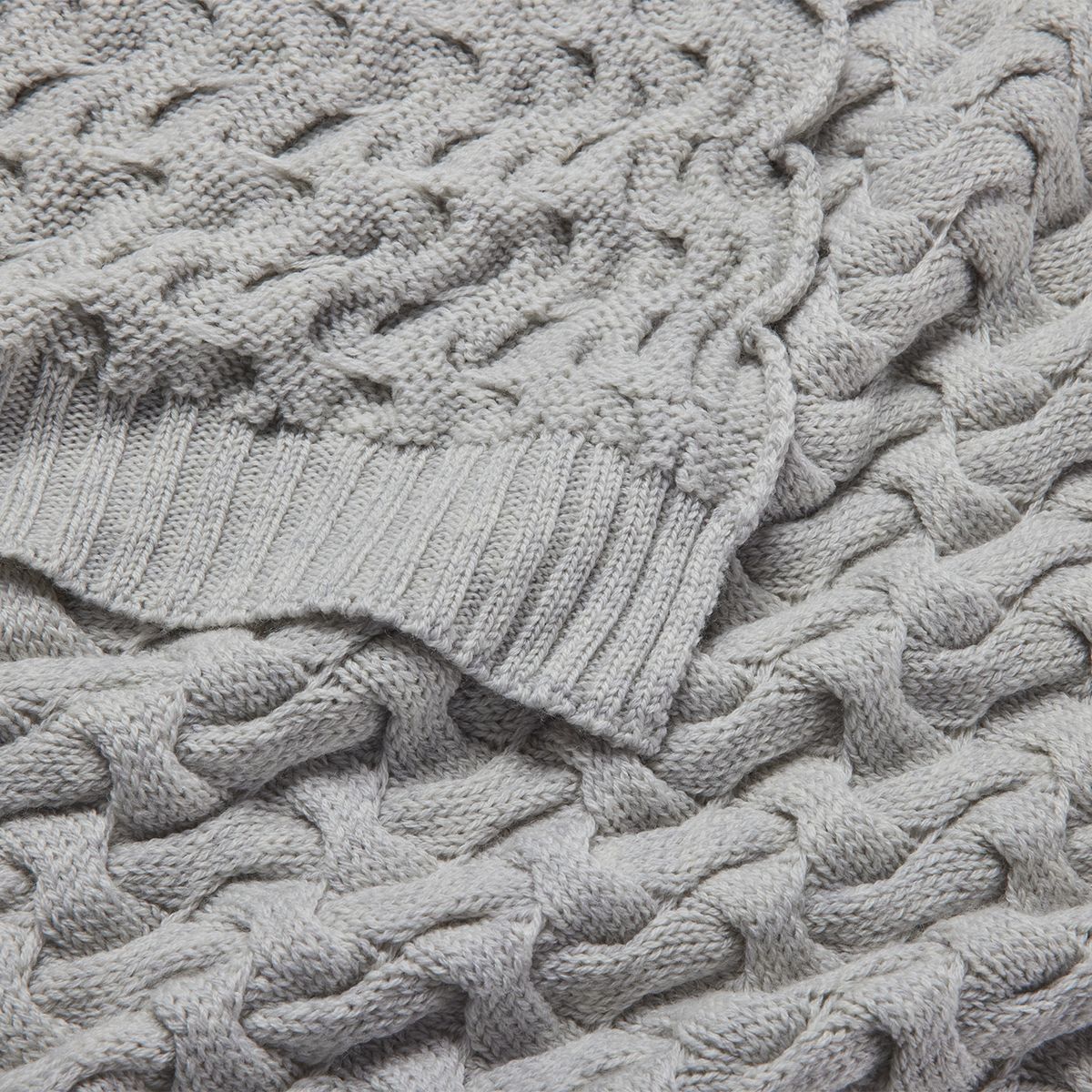 BABYROSEN - Manta Trenzada Lana Merino Gris 80 x 100 cm
