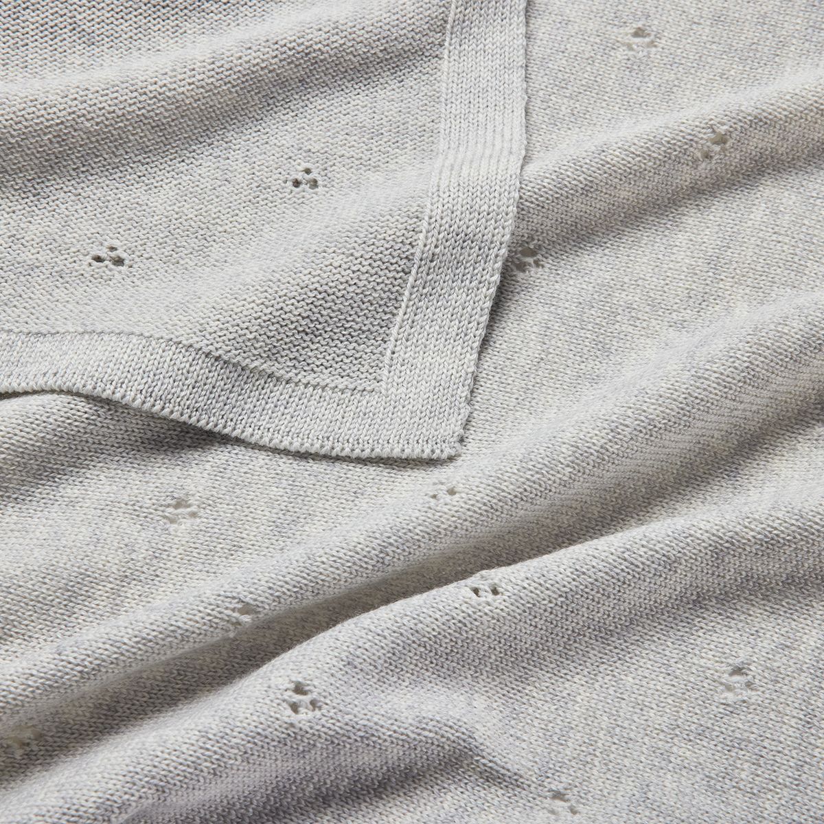 BABYROSEN - Manta Tejida Lana Merino Gris Claro 80 x 100 cm