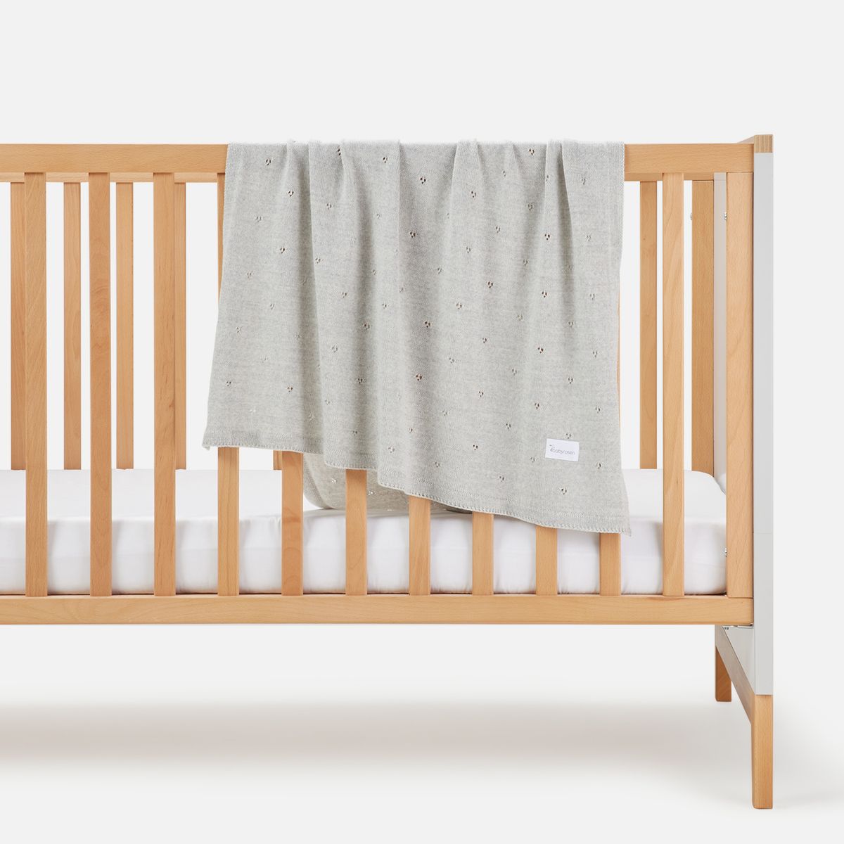 BABYROSEN - Manta Tejida Lana Merino Gris Claro 80 x 100 cm