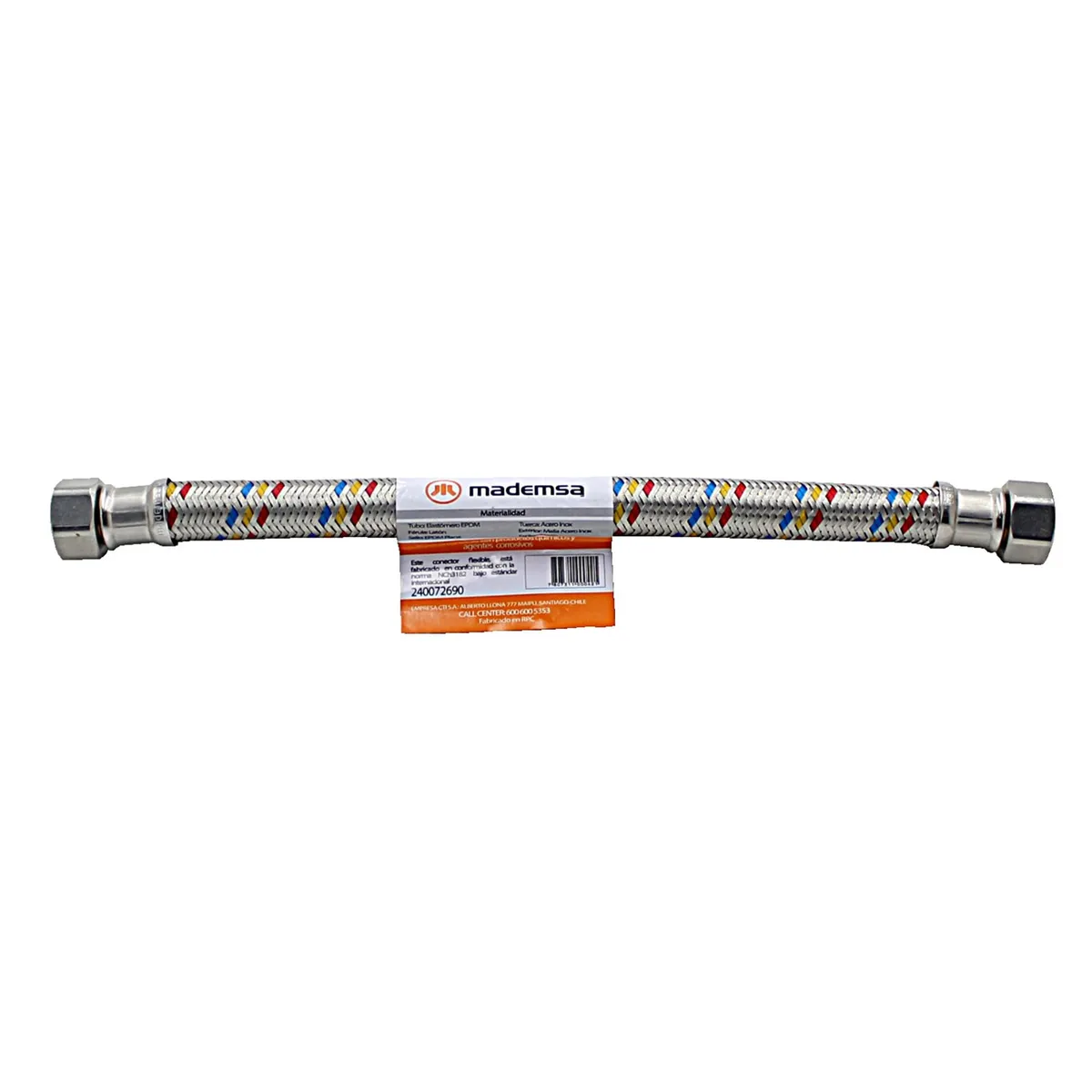 MADEMSA - Flexible Agua Calefont  30 cm 1/2" 18 mm HI x HI Acero Inox