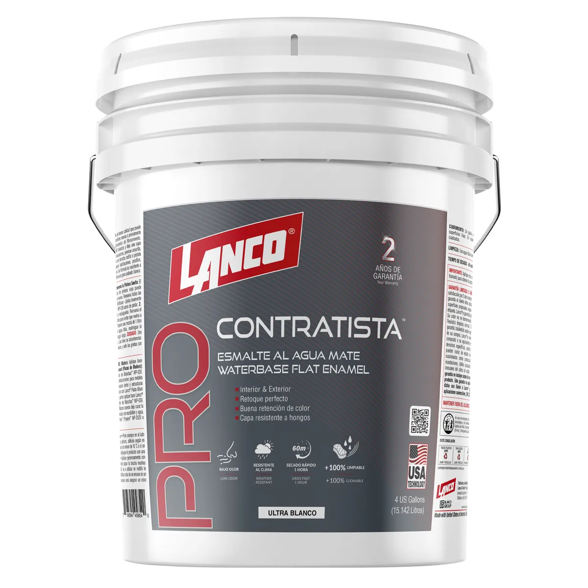 LANCO - Lanco Esmalte al agua Pro Contratista Mate Blanco 4GL