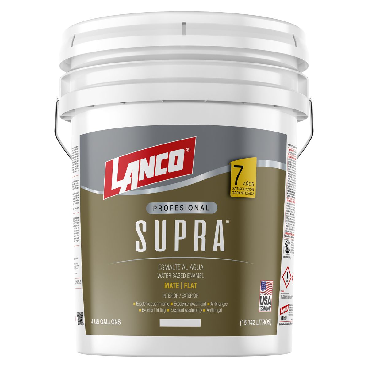 LANCO - Lanco Esmalte al agua Supra Mate Blanco 4GL