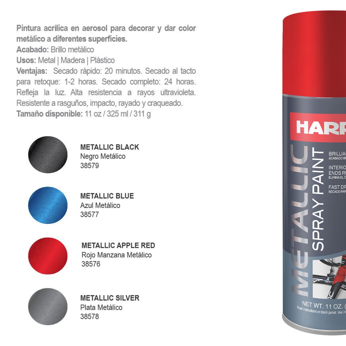 HARRIS - PINTURA SPRAY BRILLO METALLICO NEGRO 311 GR
