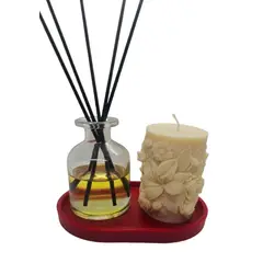 SCENTS CHILE - Set Mikado 120 ml aceite aromático Café Chocolate y Vela Floral