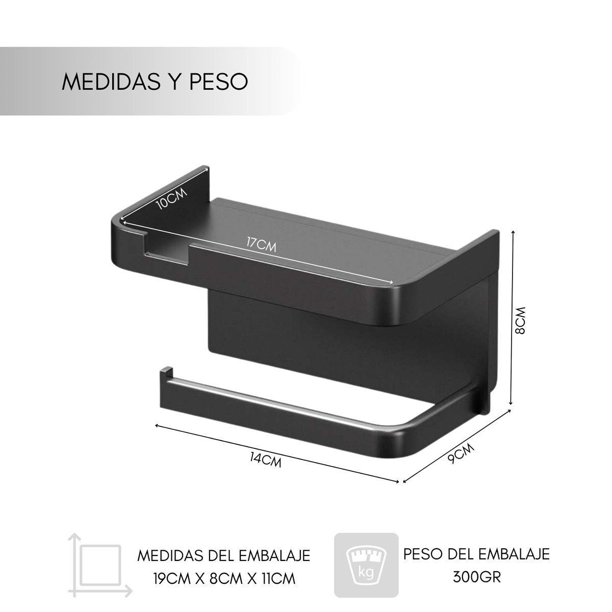 GENERICO - Soporte Papel Higienico Confort Porta Organizador Baño