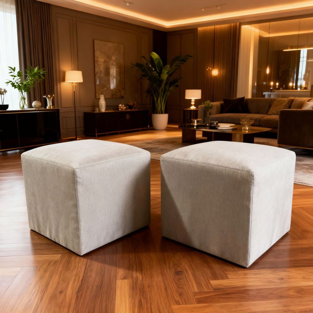 MUEBLES NEW - PUFF BEIGE LINO