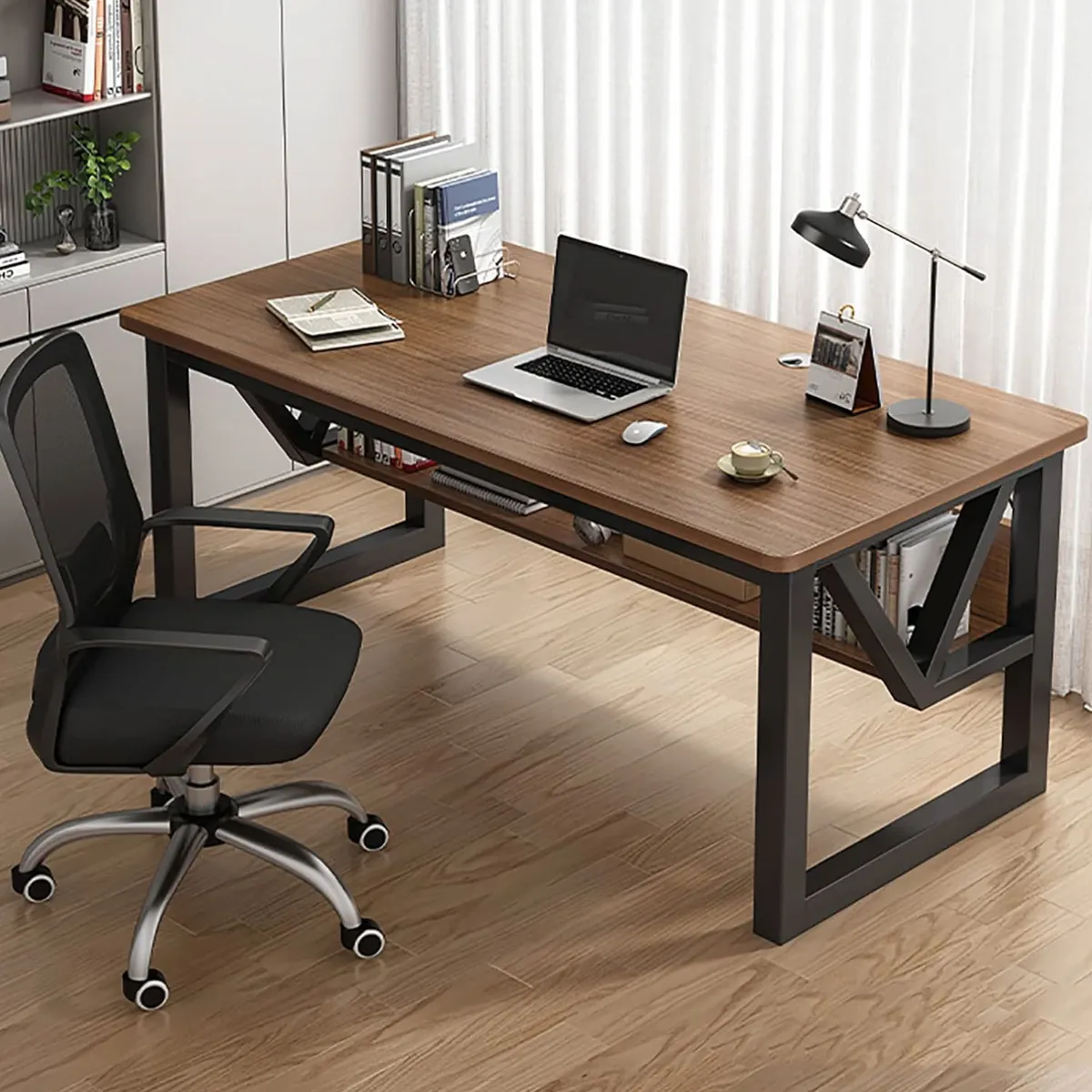 MUNDO ONLINE - Escritorio Oficina Brown Moderno con Repisa 100x77cm