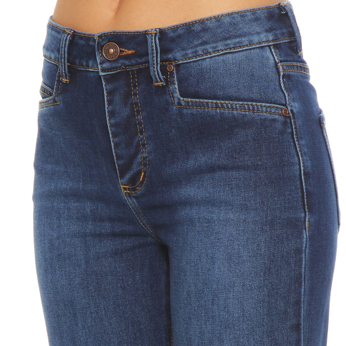 WADOS - JEANS RECTO TIRO ALTO PRETINA BASICA 1 BOTON