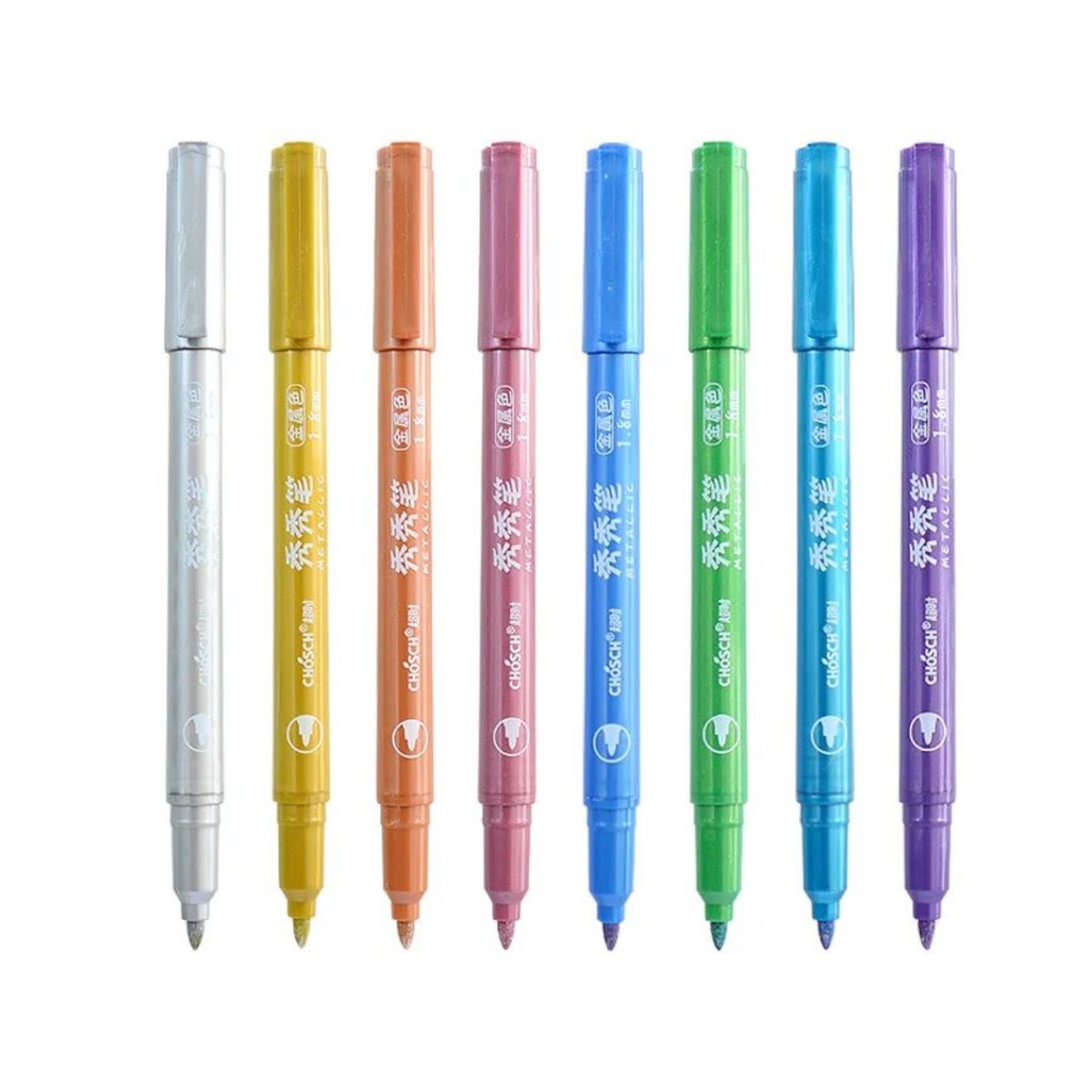 GENERICO - Set 8 Plumones Acrílicos Metalizados