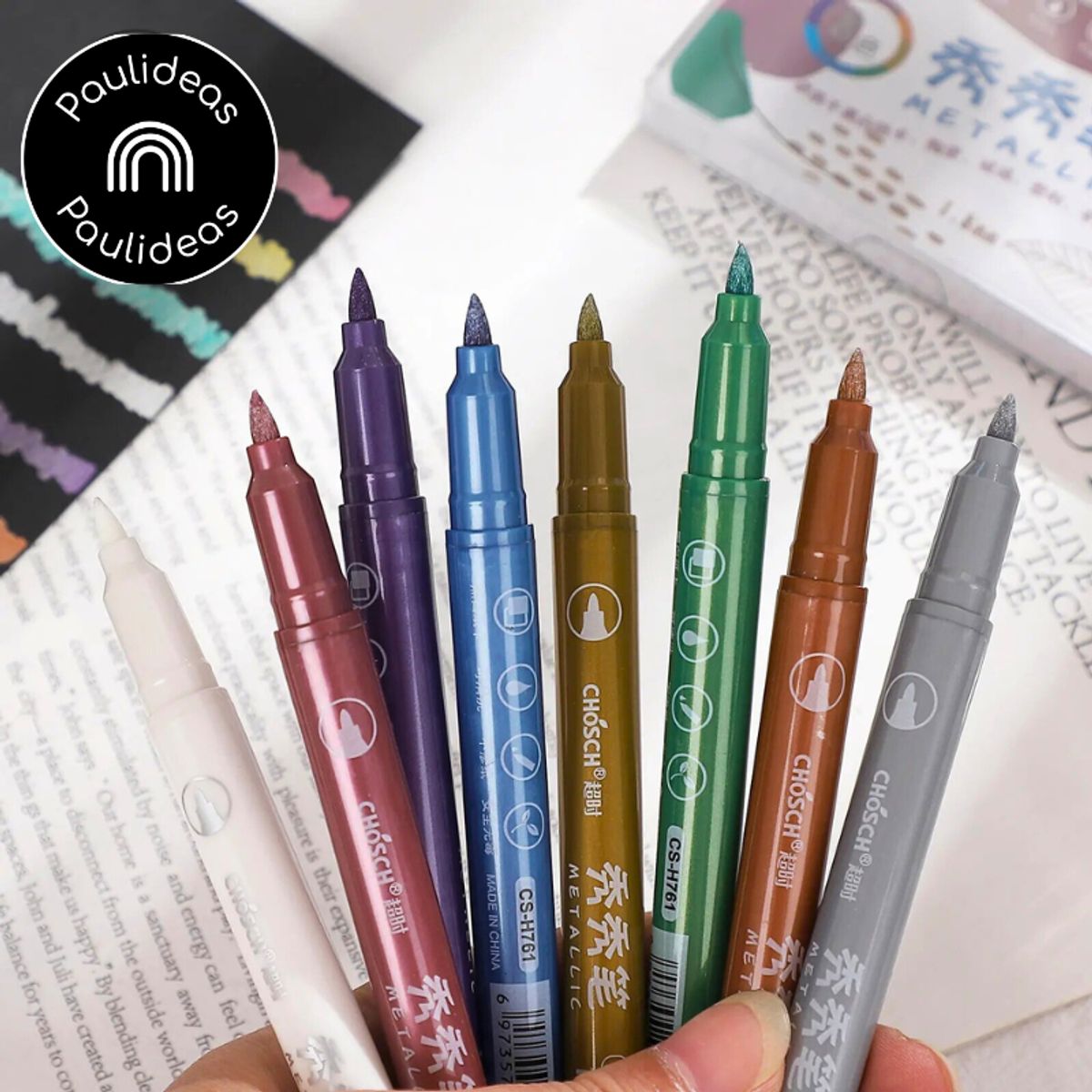 GENERICO - Set 8 Plumones Acrílicos Metalizados