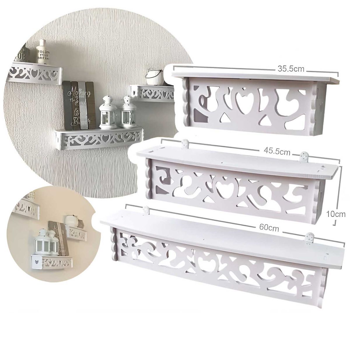 GENERICO - Set 3 Repisas de Pared Flotantes Melamina Blanca