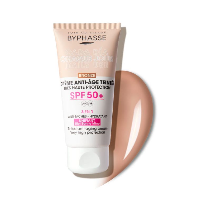 BYPHASSE - Crema Facial Antiedad Con Color Bronze Spf 50+ 50Ml