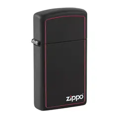 ZIPPO - Encendedor 1618ZB Slim Black Matte Red Border & Logo