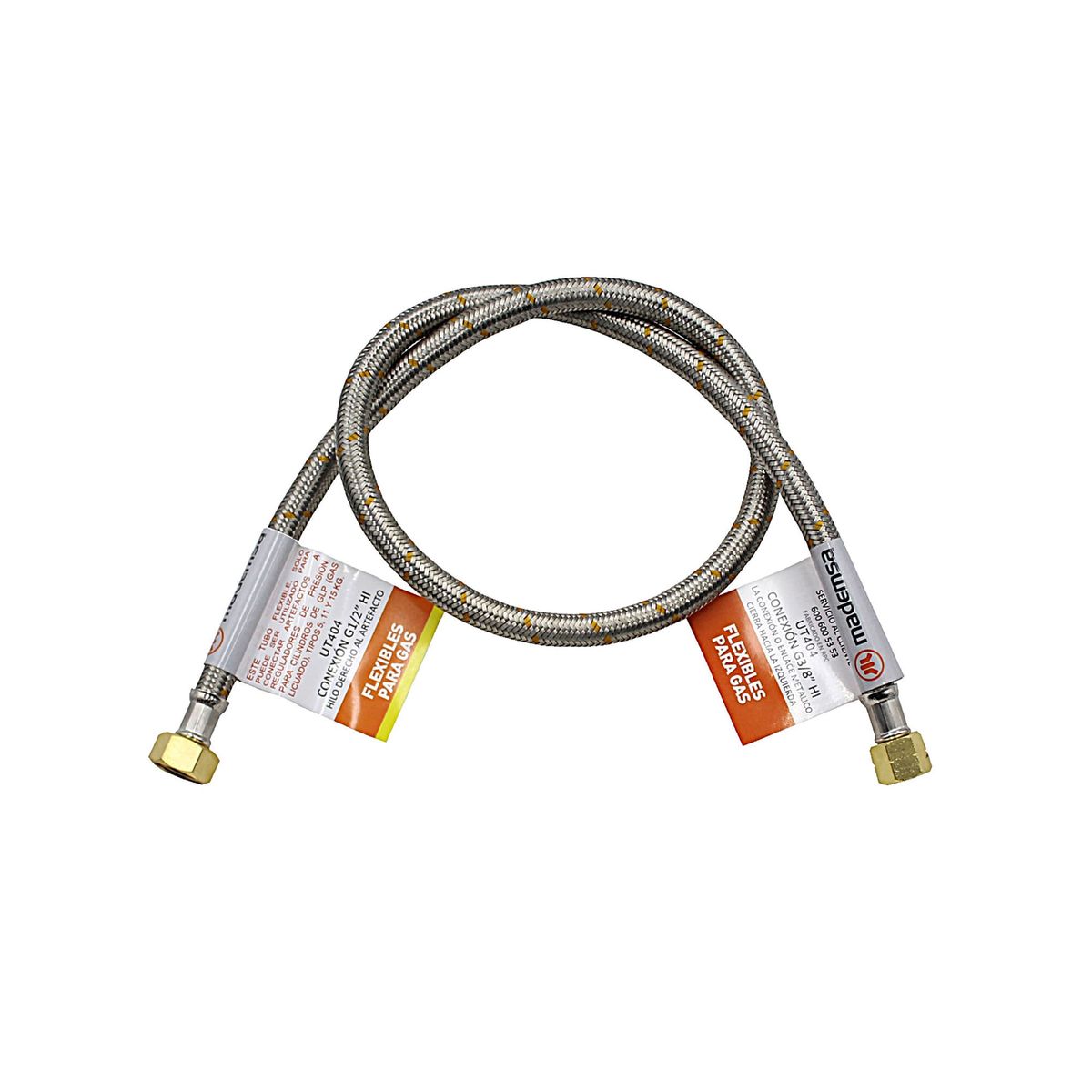 MADEMSA - Flexible Manguera Gas Cocina/Encimera 100 cm 3/8 x 1/2 14 mm