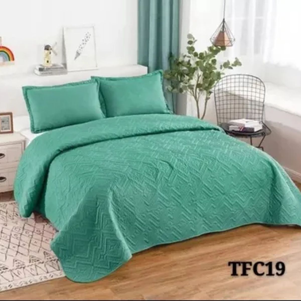 GENERICO - Cubrecama quilt verano 2 plazas turquesa