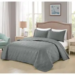 GENERICO - Cubrecama quilt verano 2 plazas gris