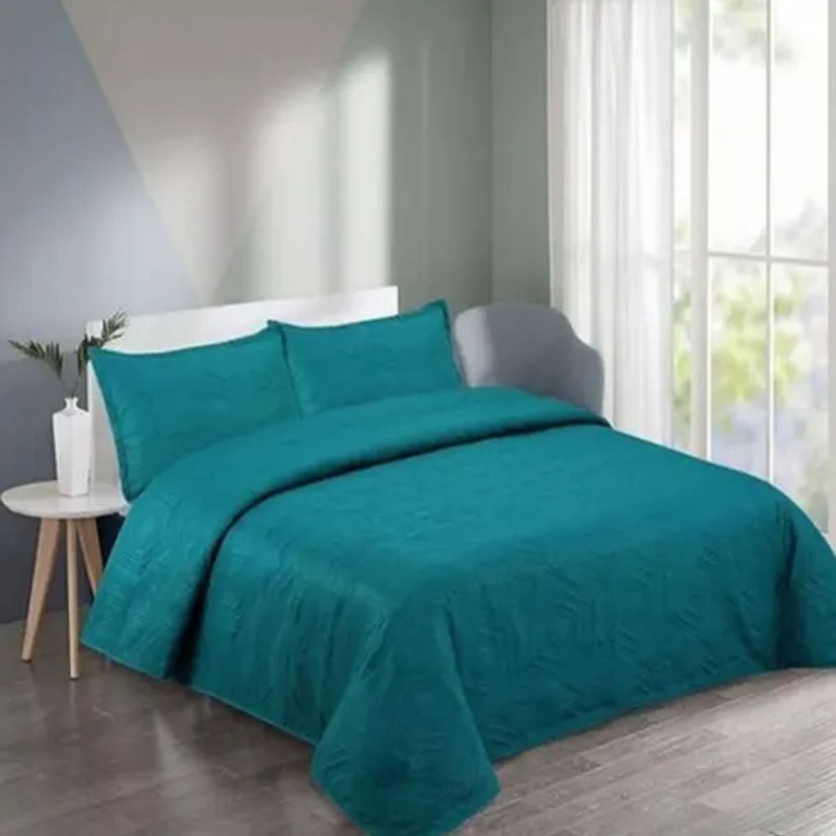 GENERICO - Cubrecama quilt verano king turquesa