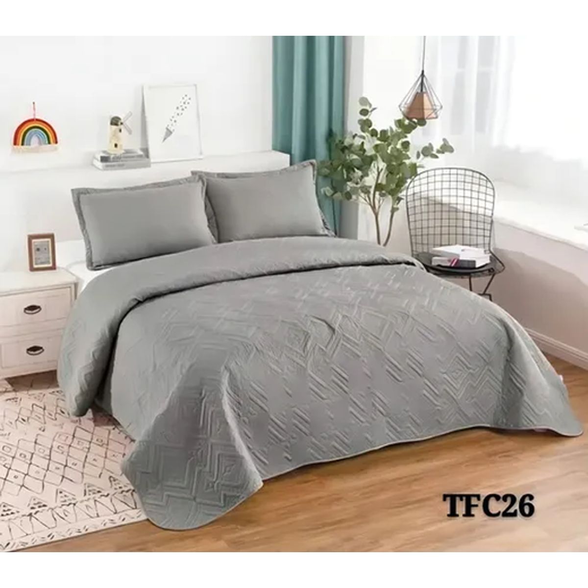 GENERICO - Cubrecama quilt verano king gris