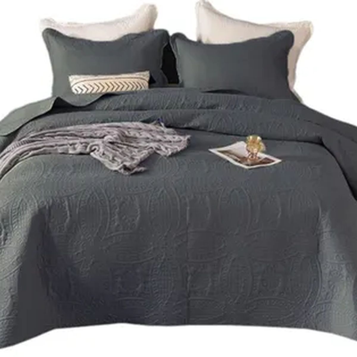 GENERICO - Cobertor verano king unicolor gris Rey