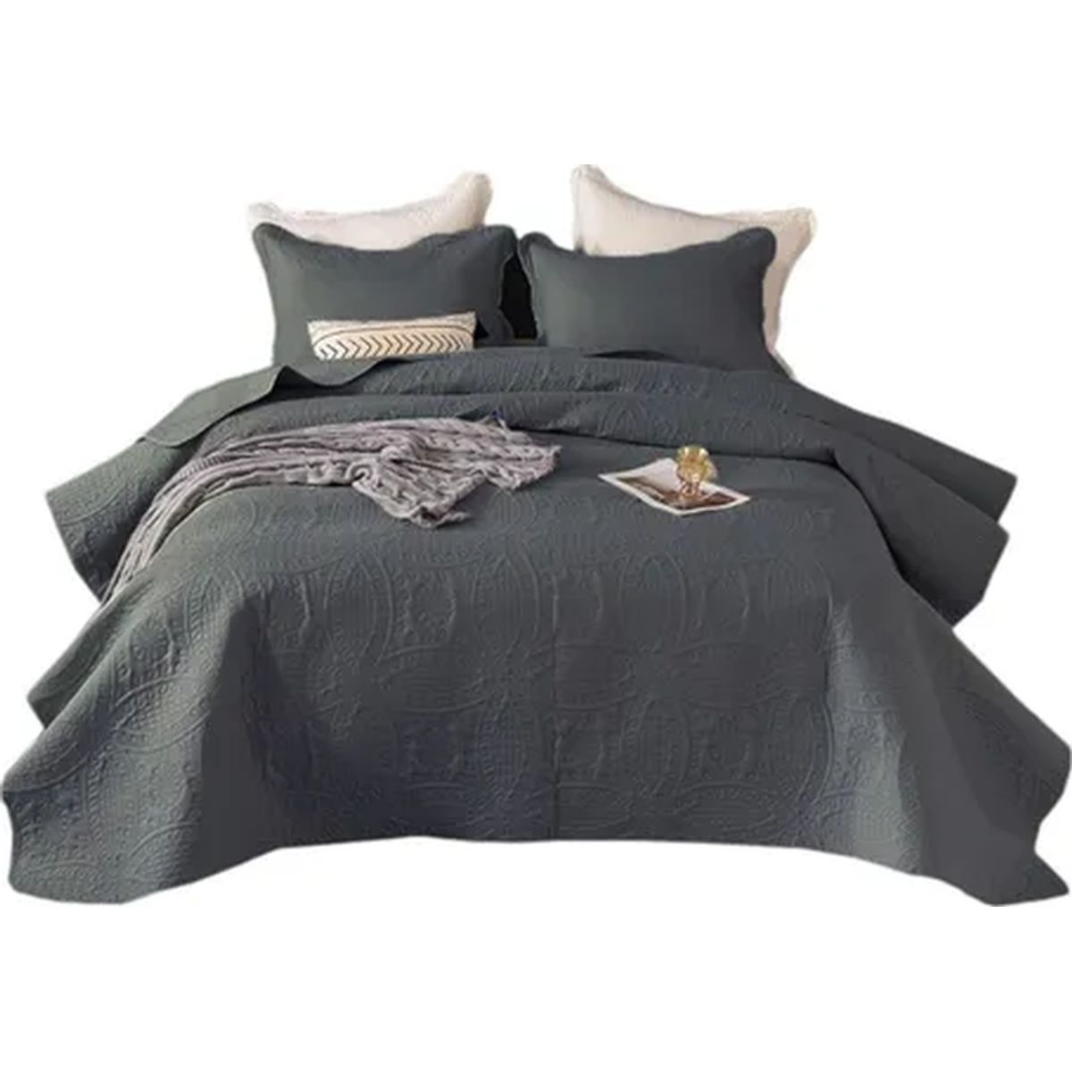 GENERICO - Cobertor verano king unicolor gris Rey