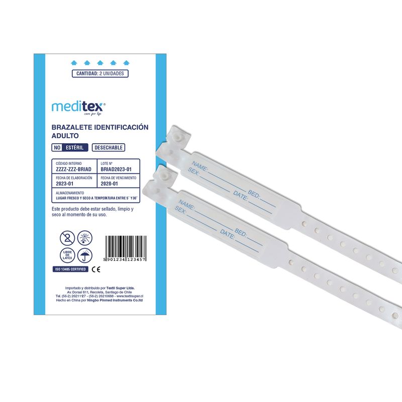 MEDITEX - BRAZALETE DE IDENTIFICACIÓN ADULTO NO ESTÉRIL