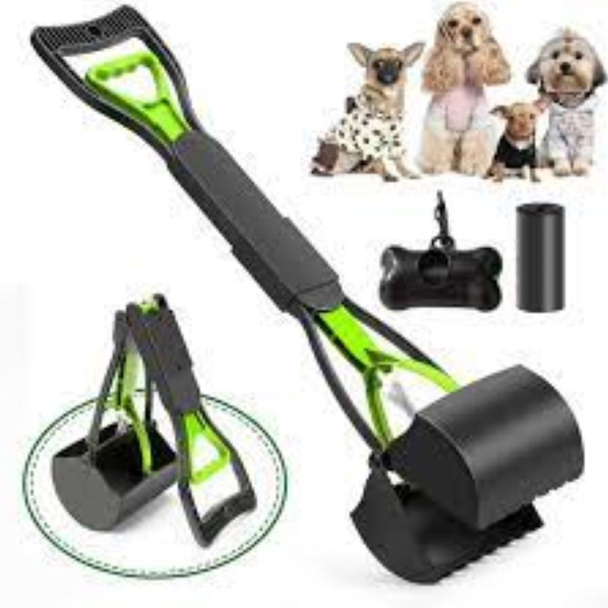 METALFER - Recogedor De Cacas De Perros Plegable VERDE