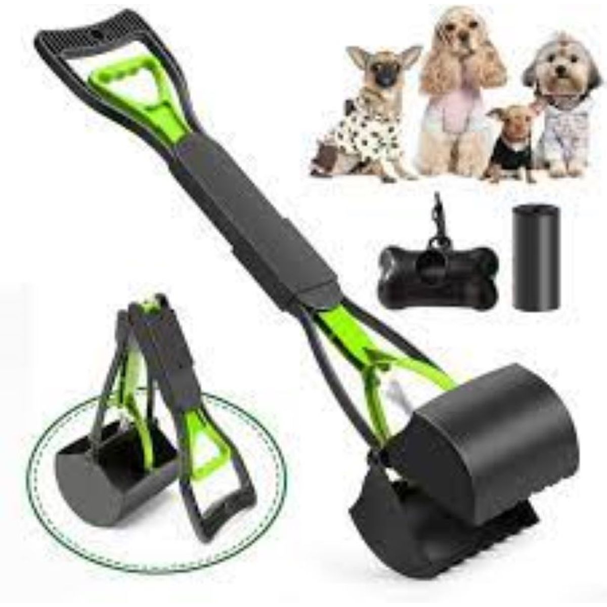 METALFER - Recogedor De Cacas De Perros Plegable VERDE