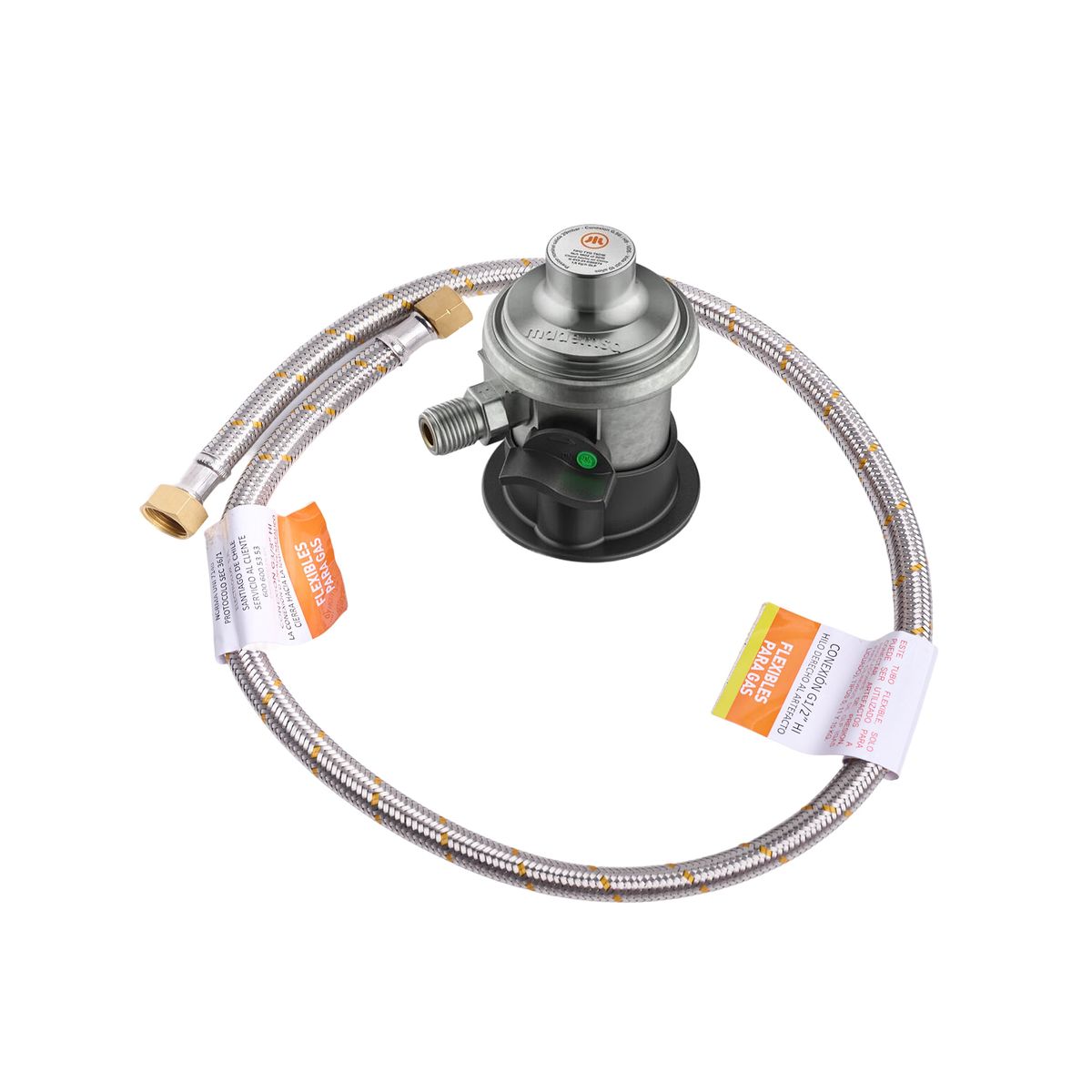 MADEMSA - Kit Regulador Gas hasta 15Kg + Flexible Gas 38 x 12