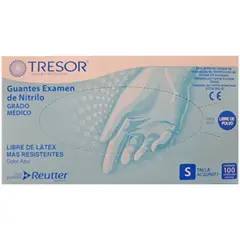 REUTTER - Guante Tresor Examen Nitrilo Azul Talla S 100 Unidades