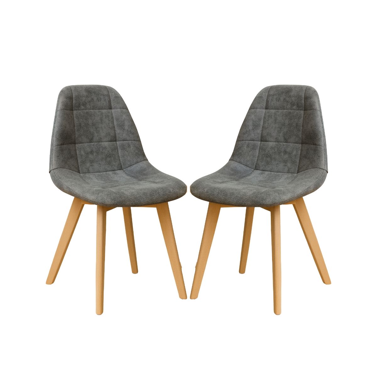 HABITA2 CHILE - Pack 2 silla de comedor capitone gamuza