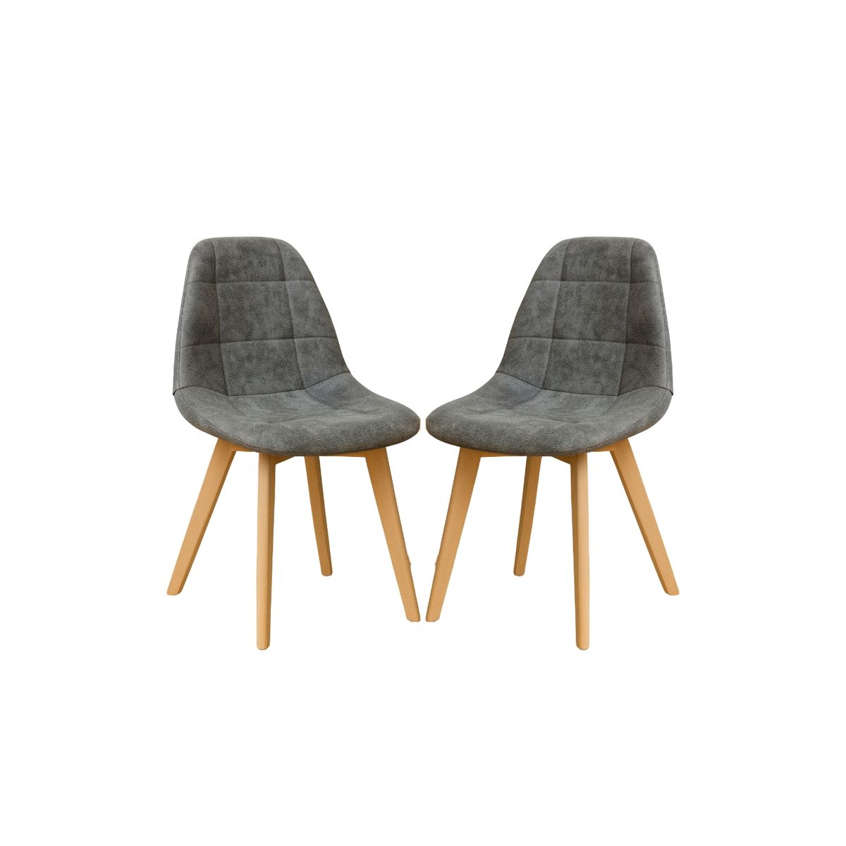 HABITA2 CHILE - Pack 2 silla de comedor capitone gamuza