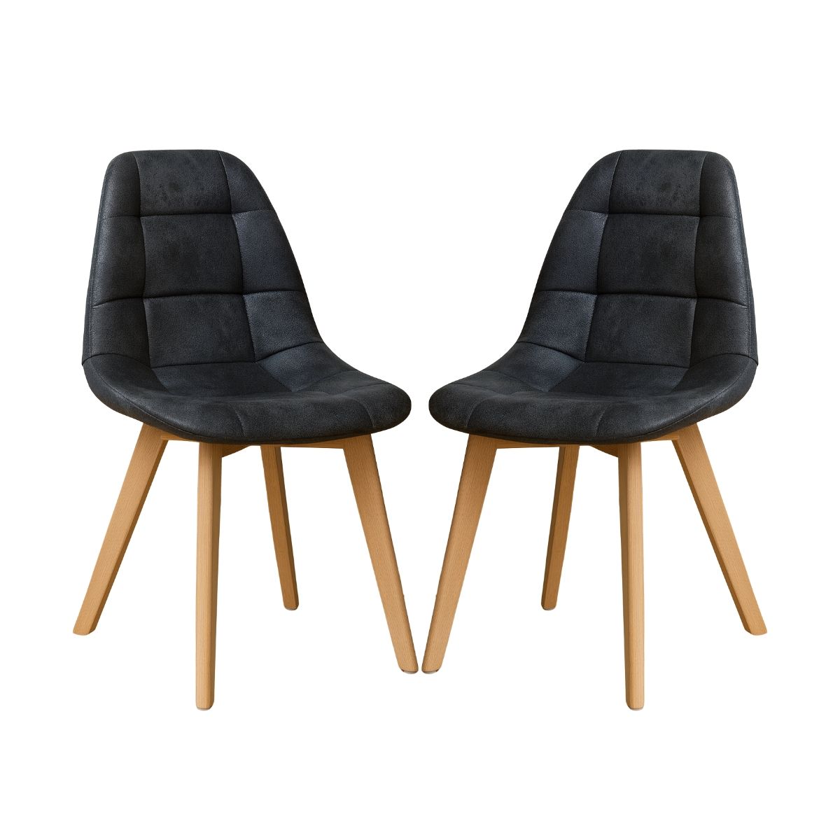 HABITA2 CHILE - Pack 2 silla de comedor capitone gamuza