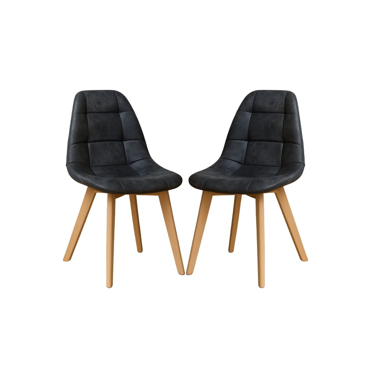 HABITA2 CHILE - Pack 2 silla de comedor capitone gamuza