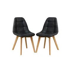 HABITA2 CHILE - Pack 2 silla de comedor capitone gamuza