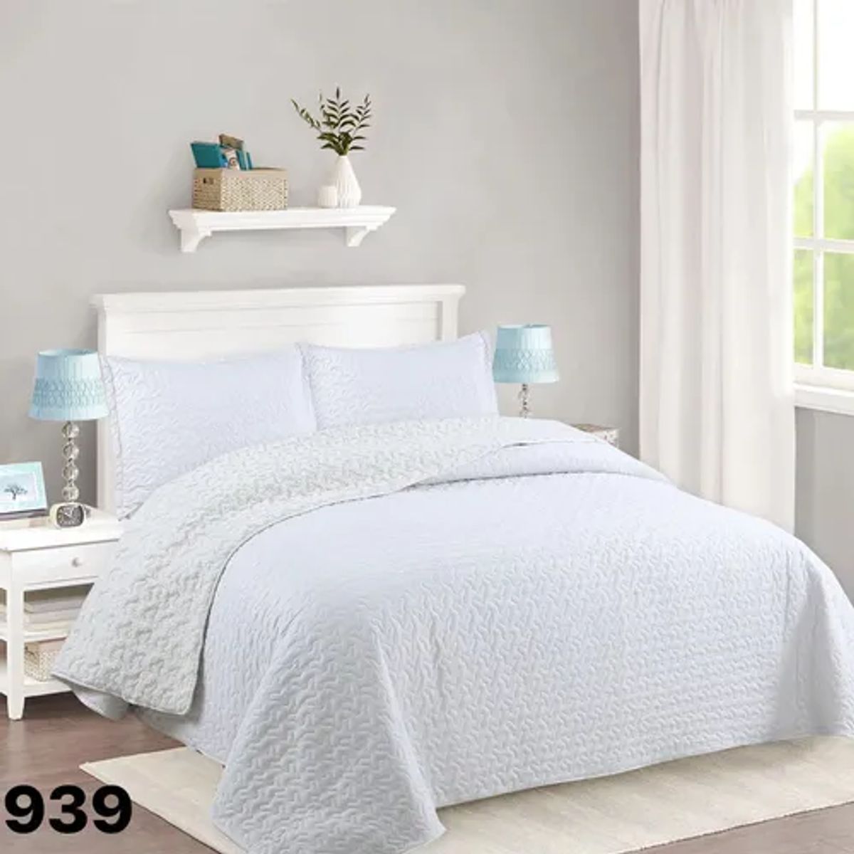 GENERICO - Cubrecama quilt sherpa 2 plazas unicolor
