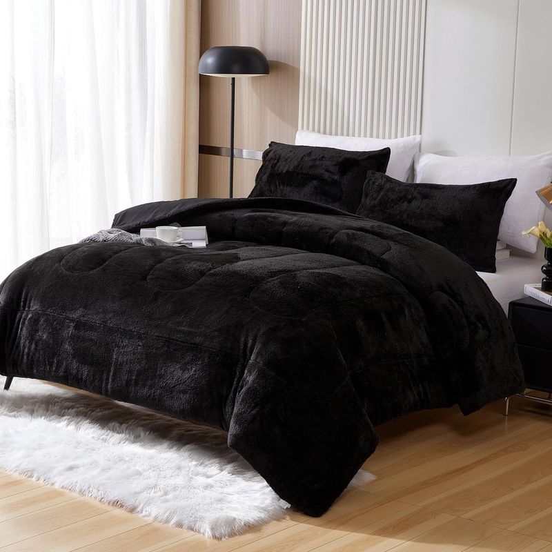 GENERICO - Cubrecama peludo chiporro 2 plazas + fundas